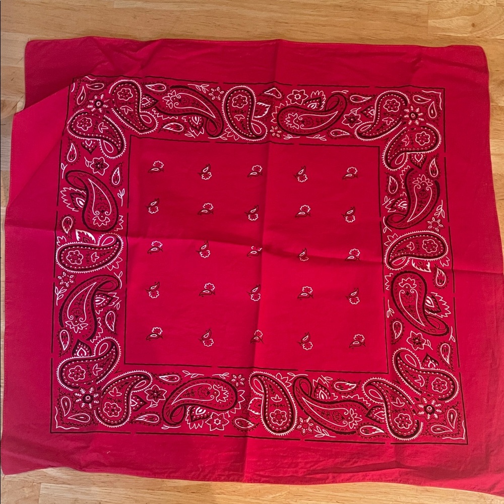 Red Paisley Cotton Bandana 20 inch x 20 inch